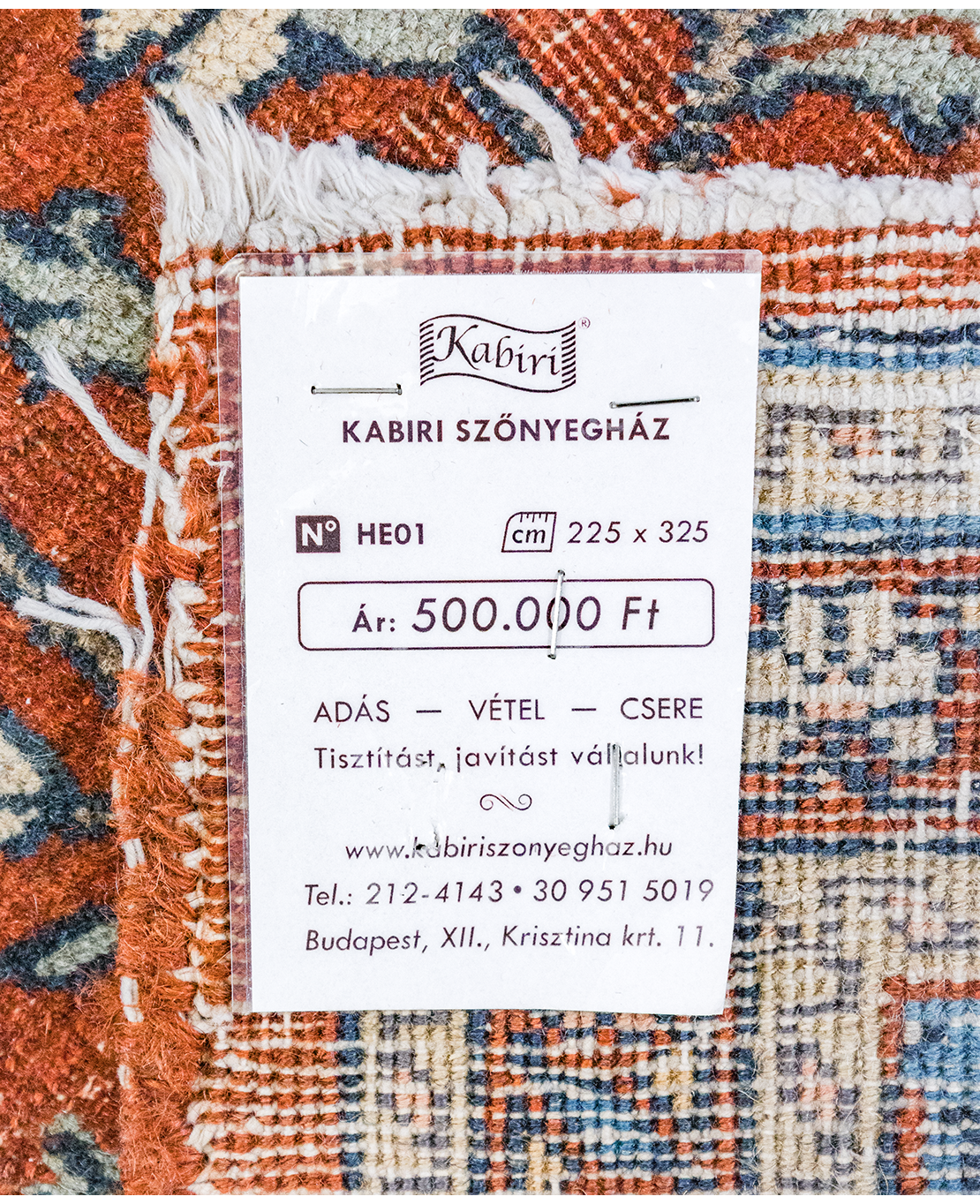 Iráni tebríz kézi gyapjú szőnyeg - Image 7