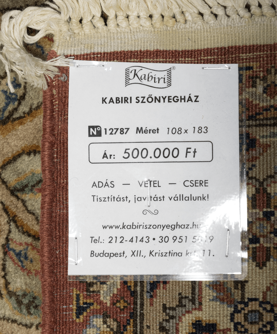 Iráni kirmán kézi selyem szőnyeg - Image 7