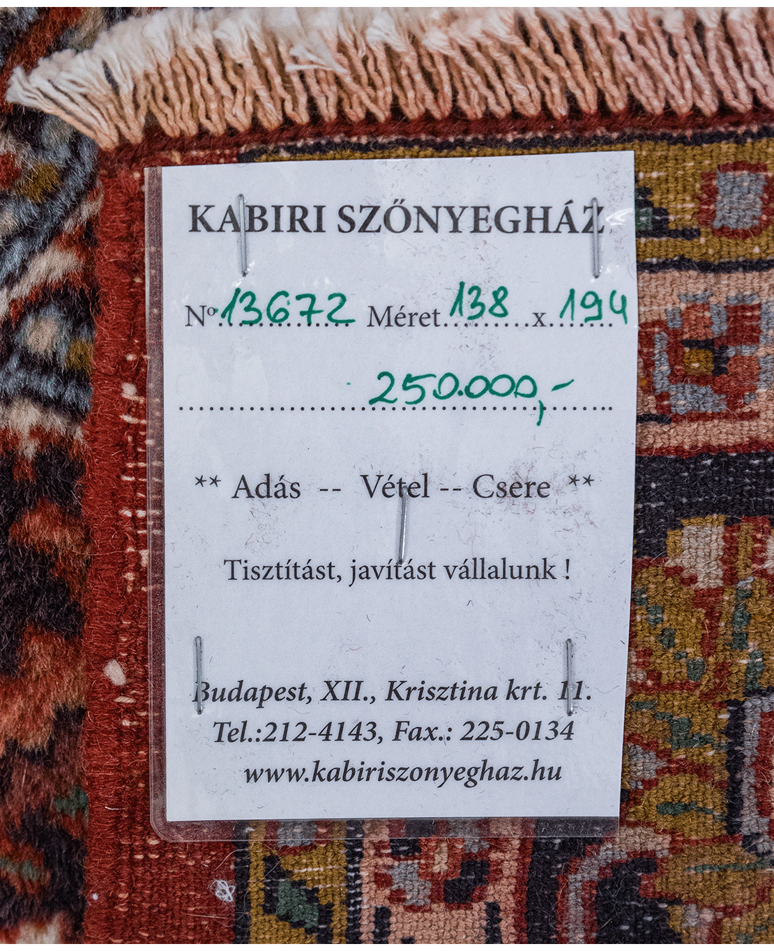 Kasmíri kézi gyapjú szőnyeg - Image 7
