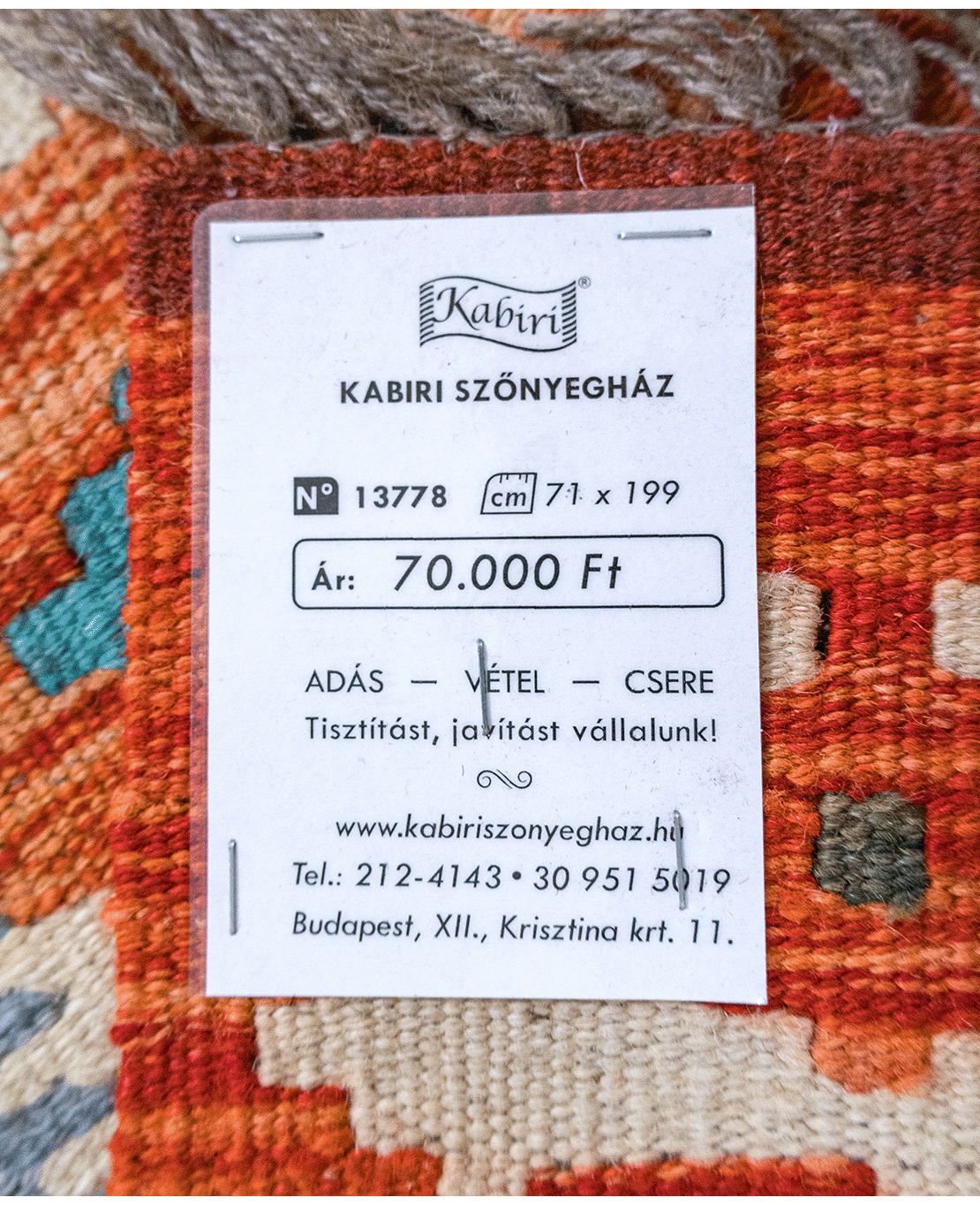 Tradicionális kézi gyapjú kelim - Image 6