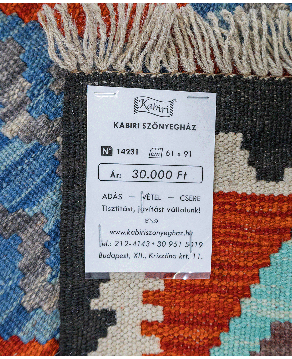 Tradicionális kézi gyapjú kelim - Image 6