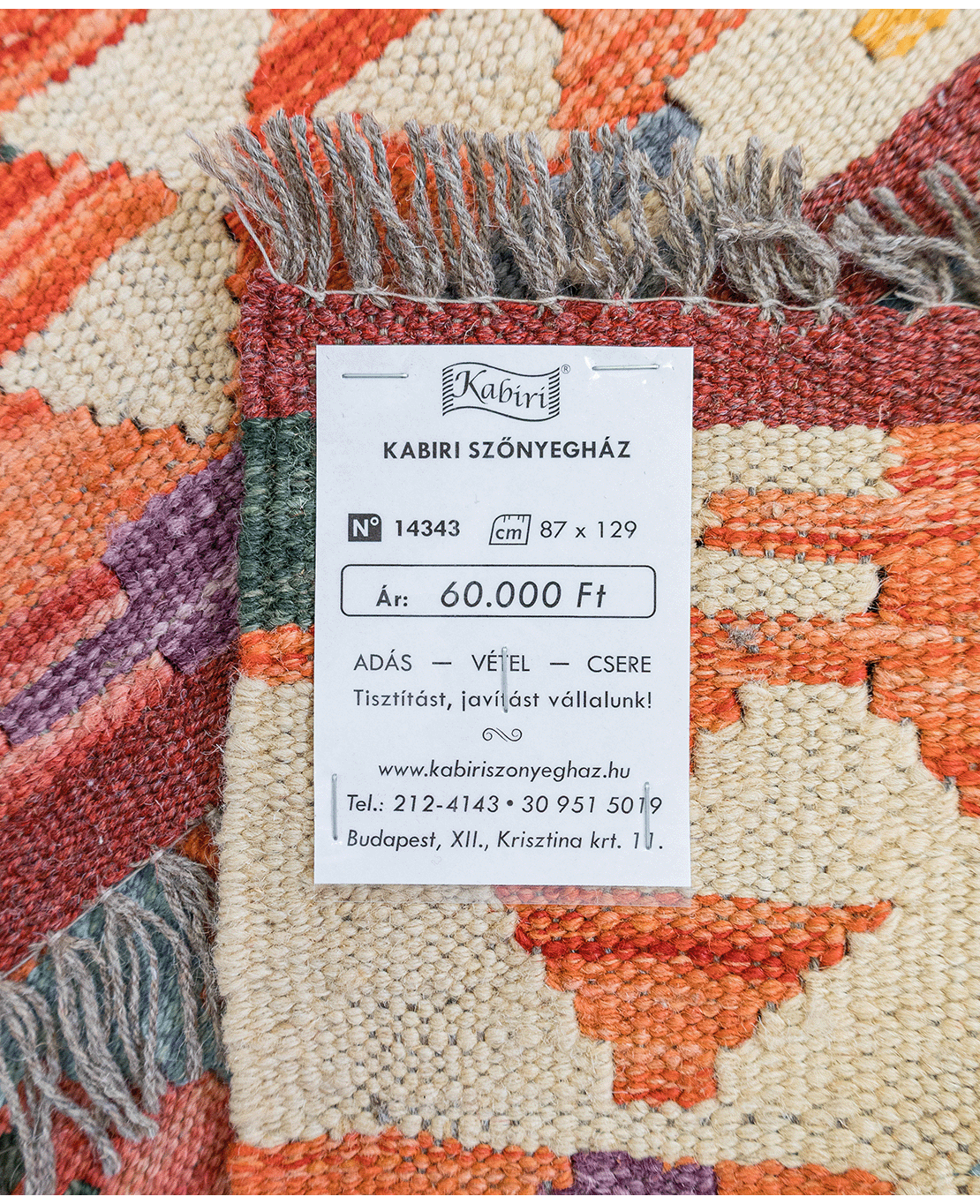 Tradicionális kézi gyapjú kelim - Image 6
