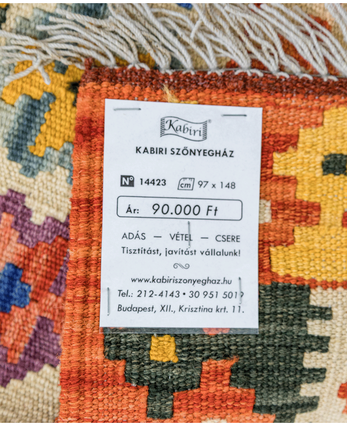 Tradicionális kézi gyapjú kelim - Image 6