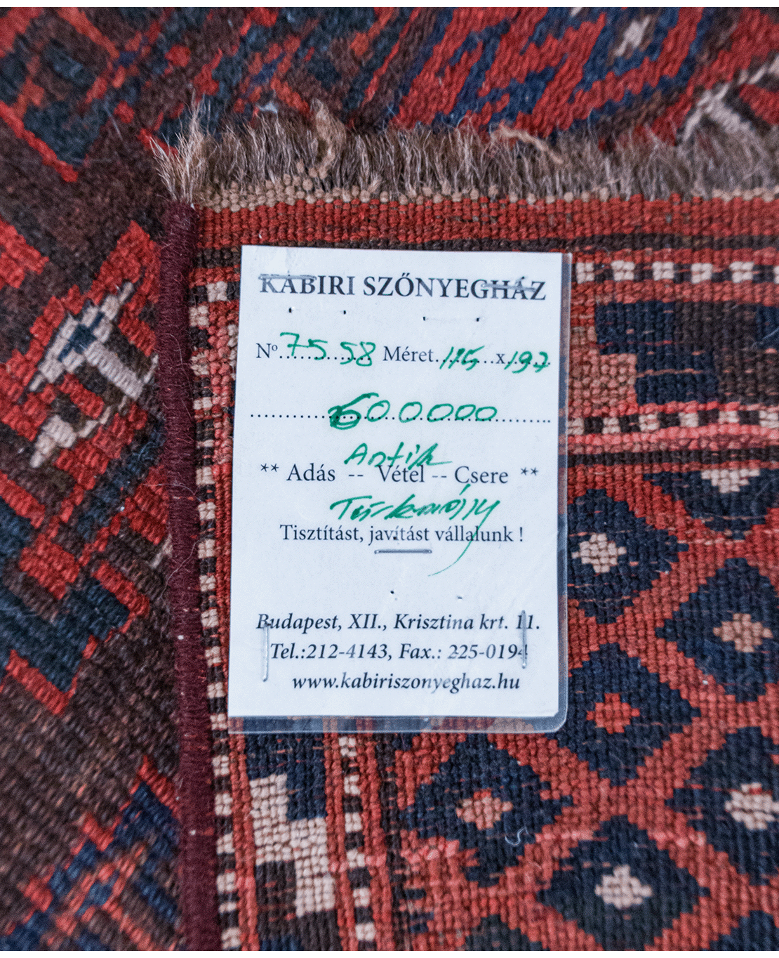 Türkmén kézi gyapjú szőnyeg - Image 6