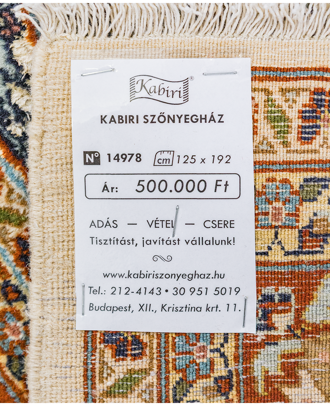 Kasmíri kézi selyem és gyapjú szőnyeg - Image 6