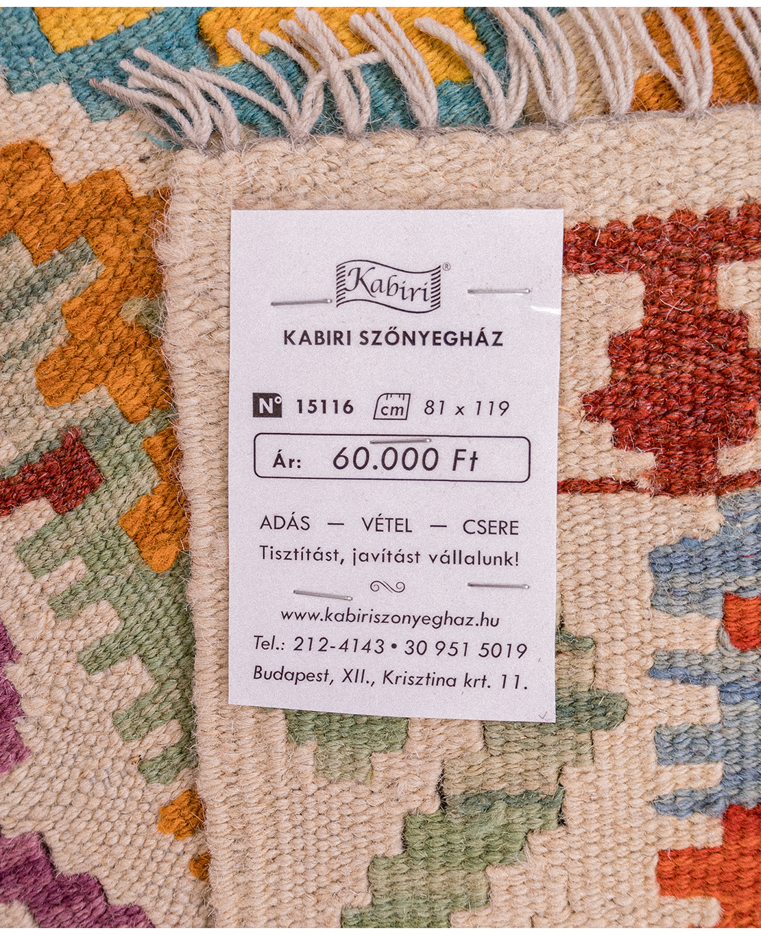 Csobi vintage kézi gyapjú kelim - Image 5