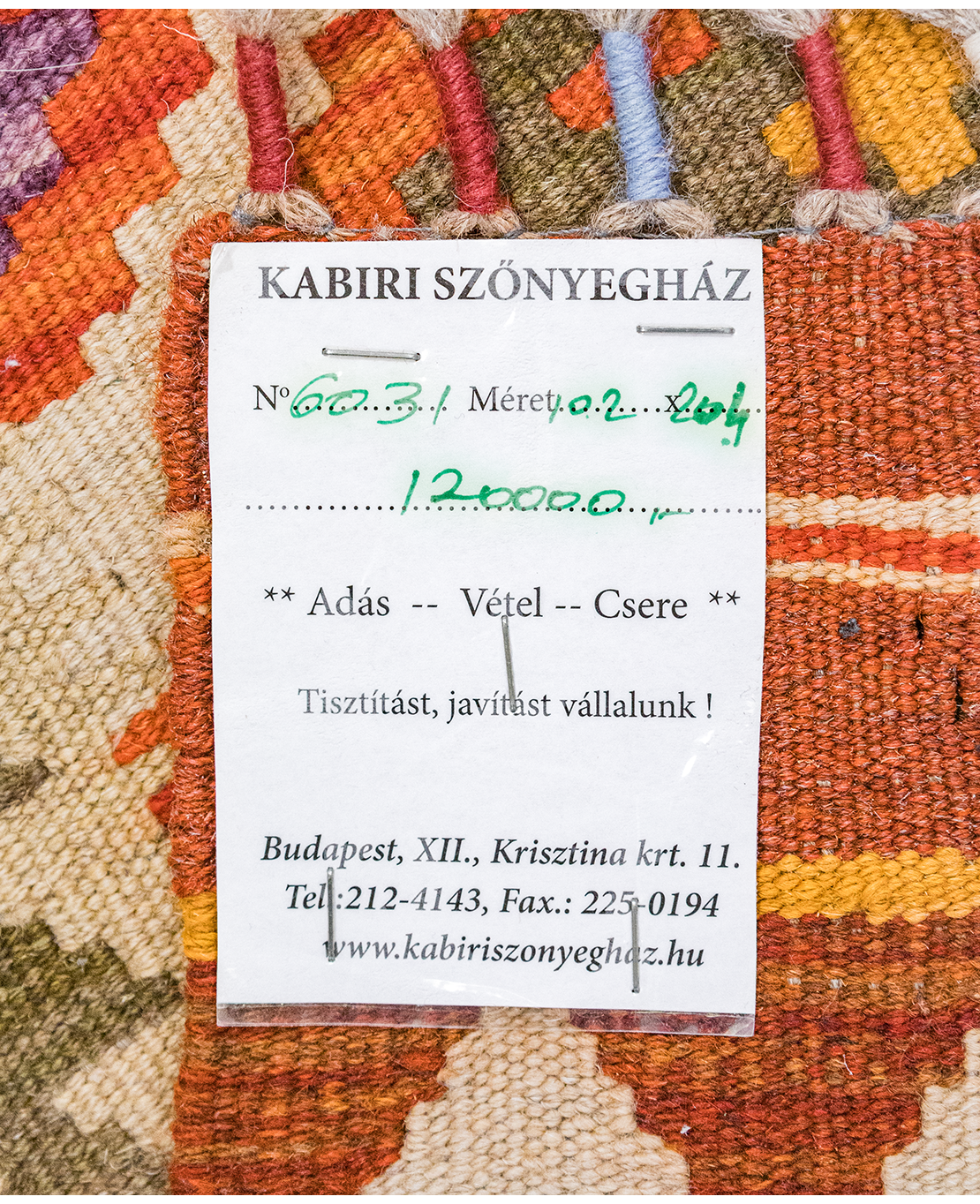 Tradicionális kézi gyapjú kelim - Image 5