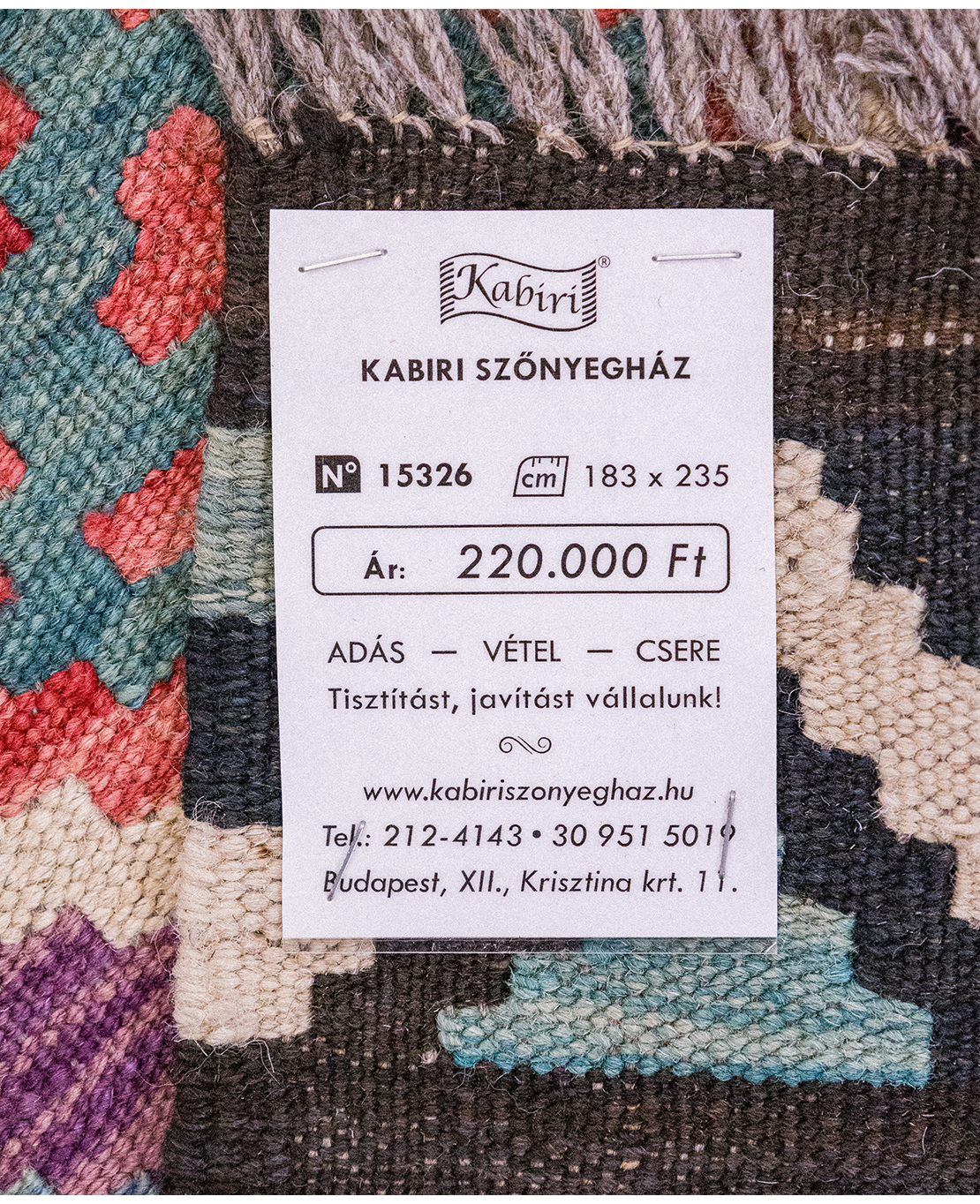 Tradicionális kézi gyapjú kelim - Image 5