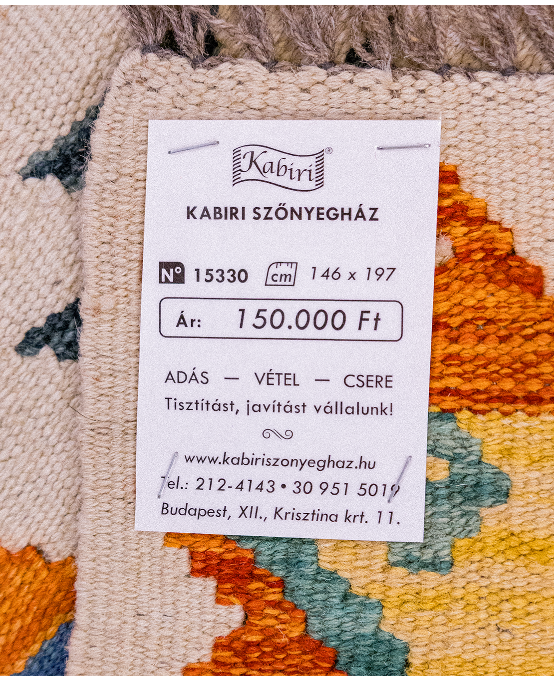 Tradicionális kézi gyapjú kelim - Image 5