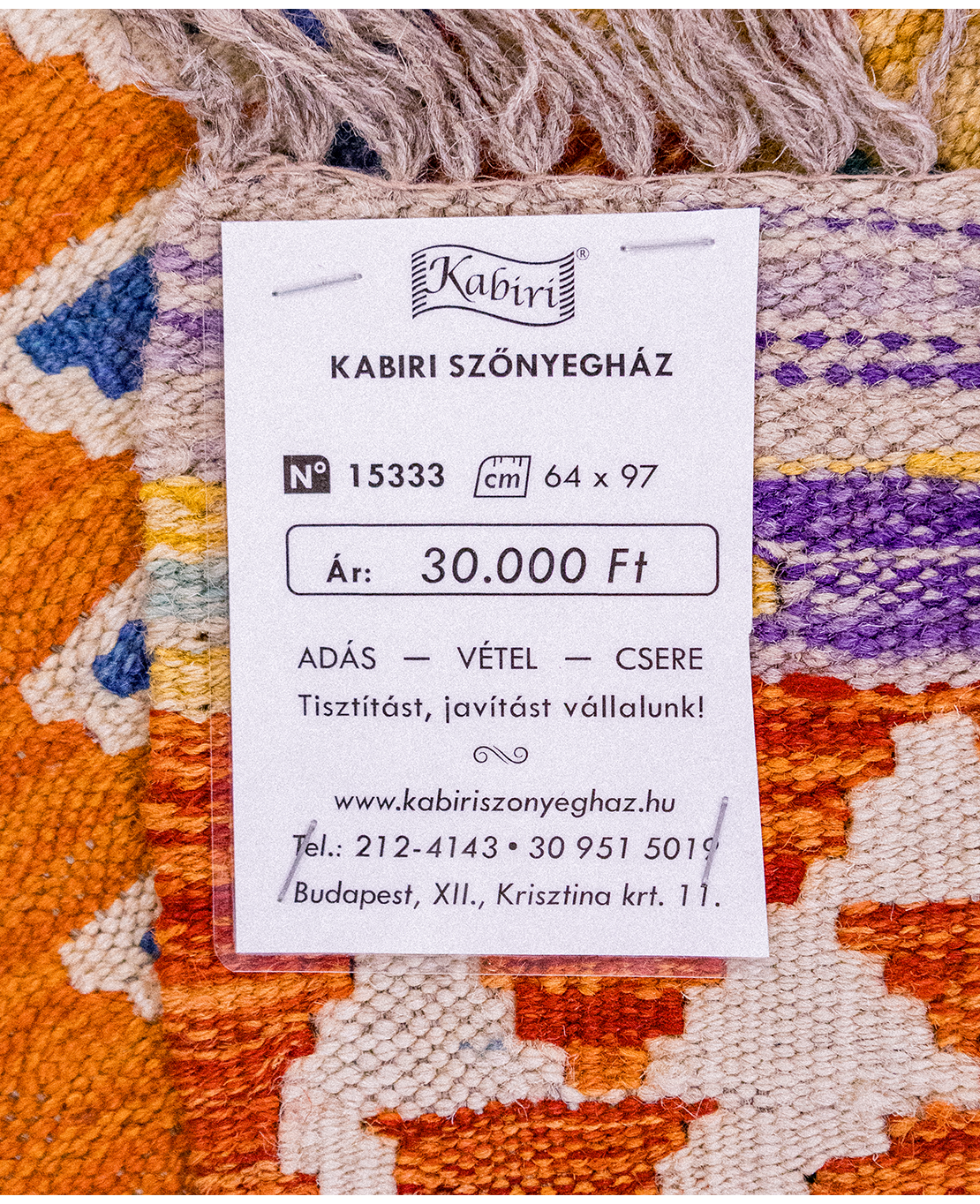 Tradicionális kézi gyapjú kelim - Image 5