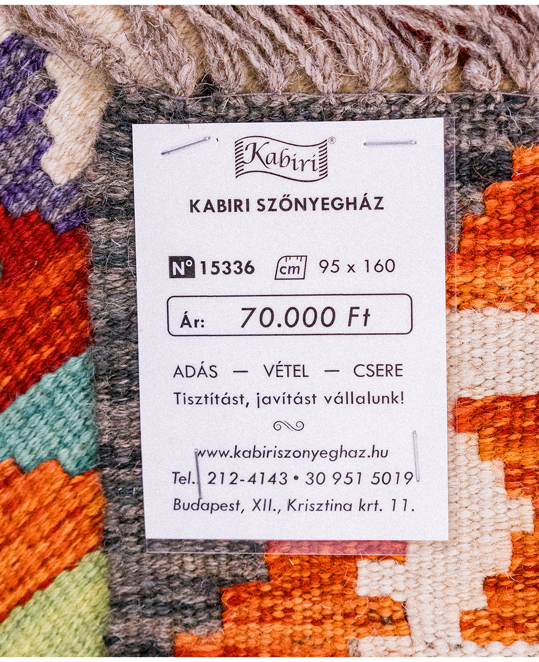 Tradicionális kézi gyapjú kelim - Image 5