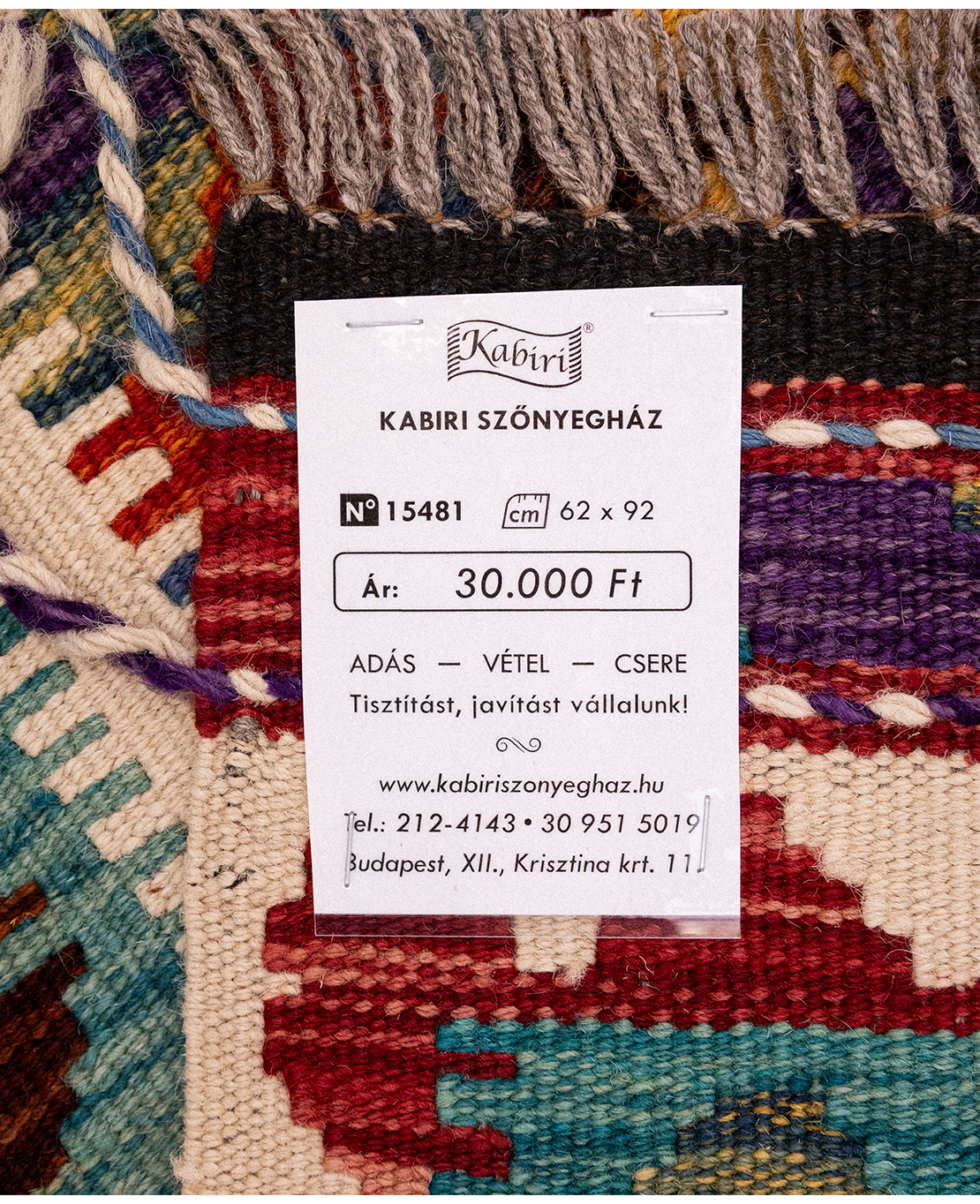 Csobi vintage kézi gyapjú kelim - Image 5