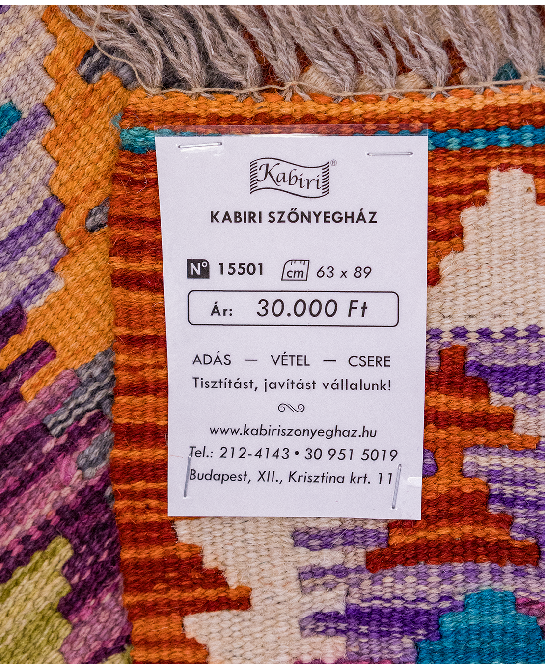 Csobi vintage kézi gyapjú kelim - Image 5