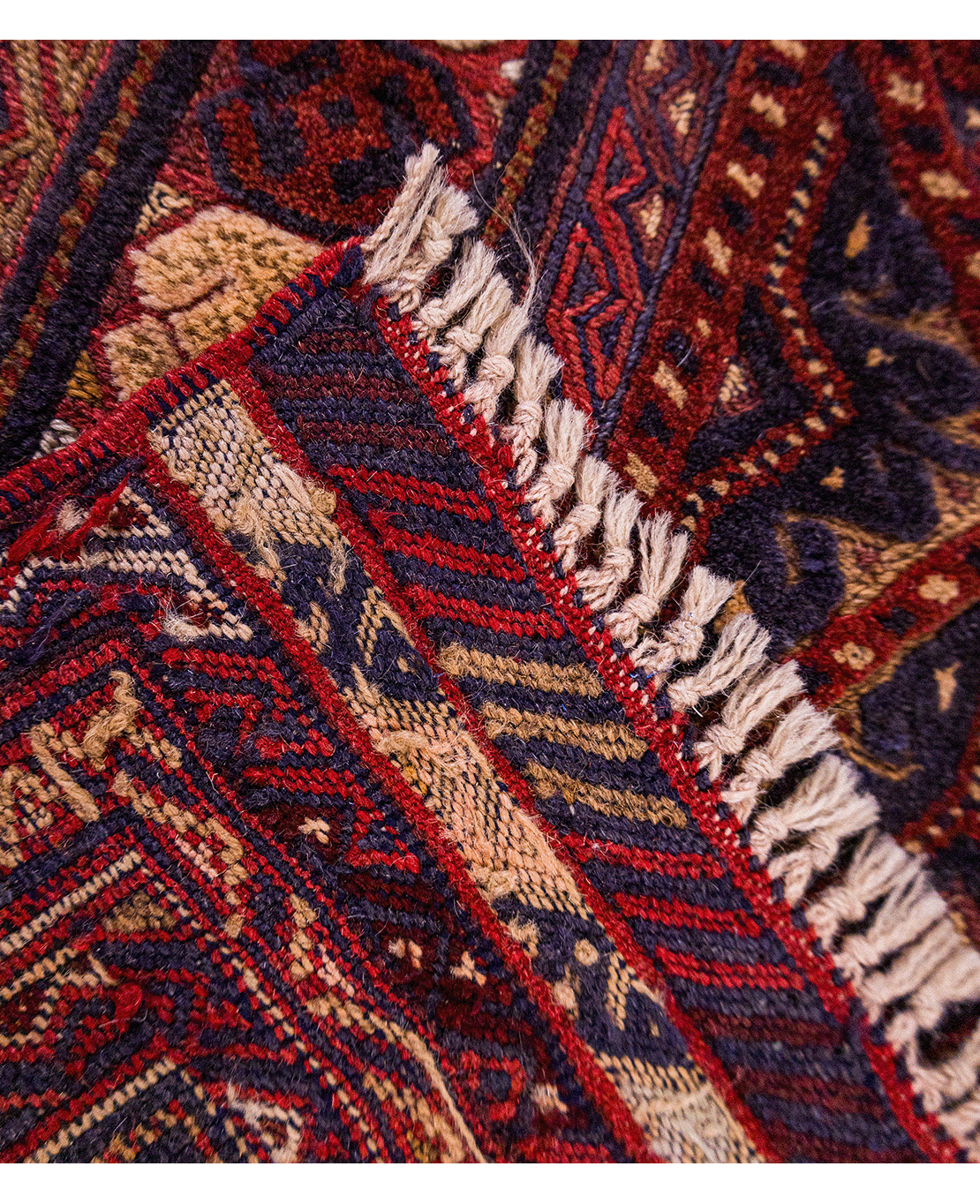 Afghan Nachoni handmade mixed-technique wool rug - Image 4