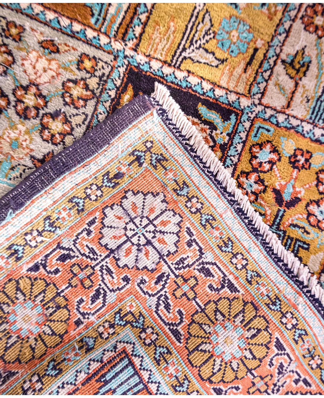 Pakistani Kashmiri handmade silk rug - Image 4
