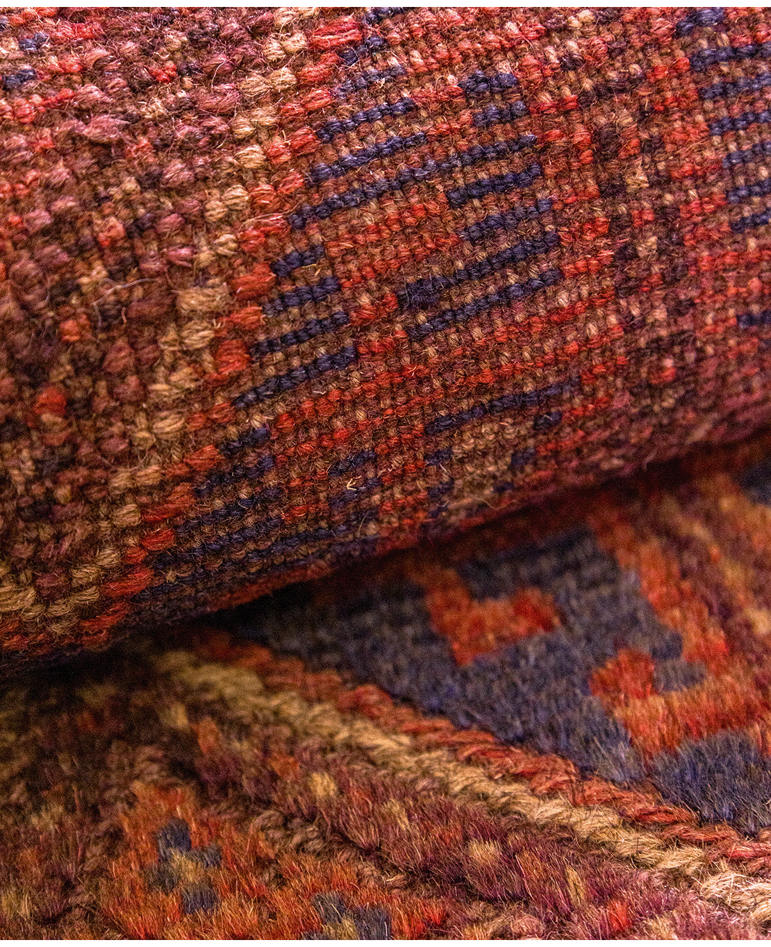 Afghan Nachoni handmade mixed-technique wool rug - Image 5