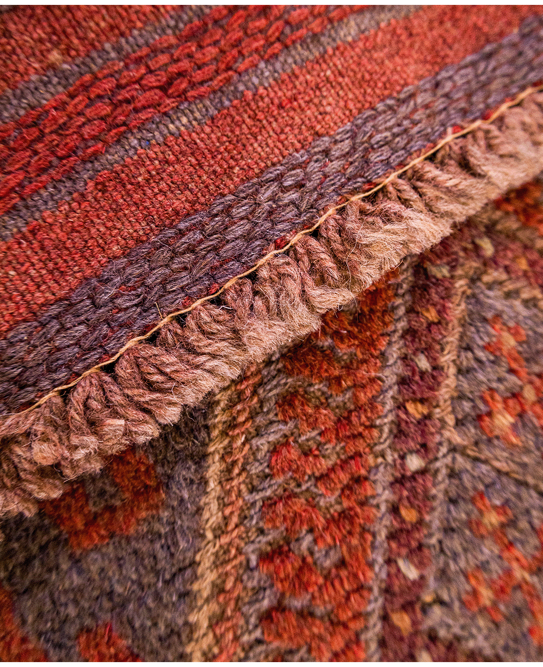 Afghan Nachoni handmade mixed-technique wool rug - Image 4