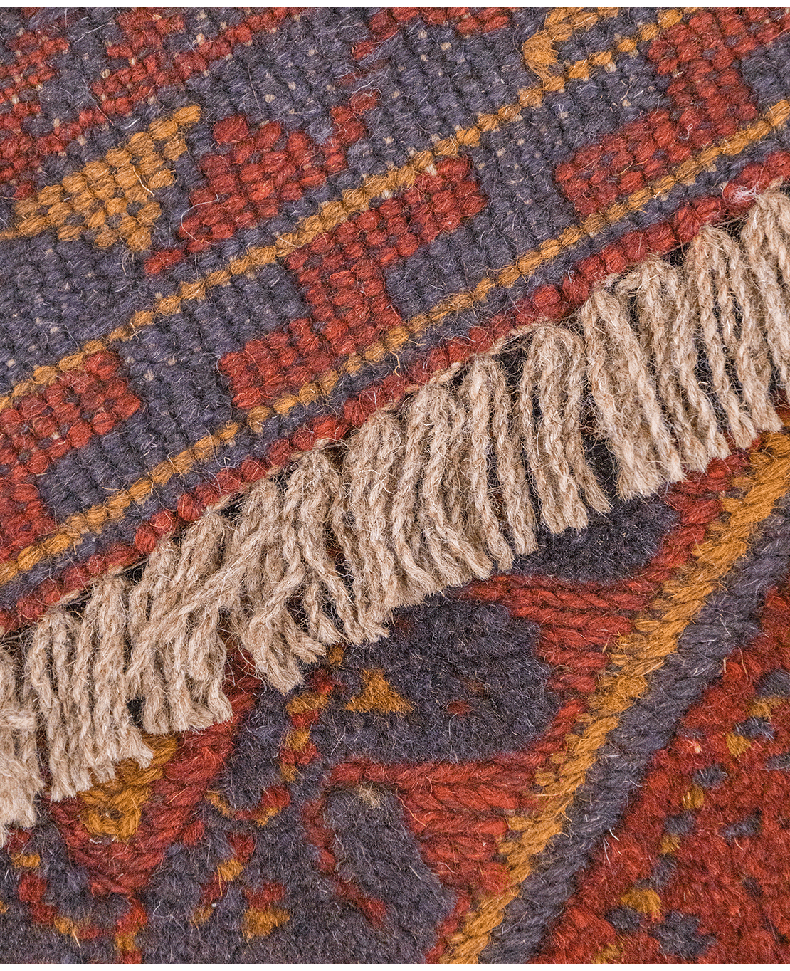 Afghan Nachoni handmade mixed-technique wool rug - Image 5