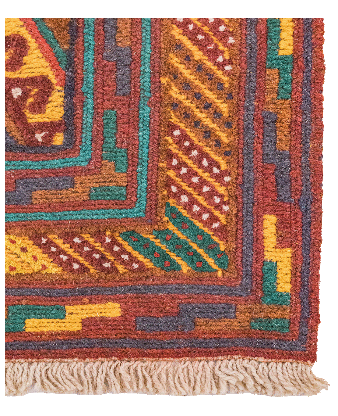 Afghan Nachoni handmade mixed-technique wool rug - Image 3
