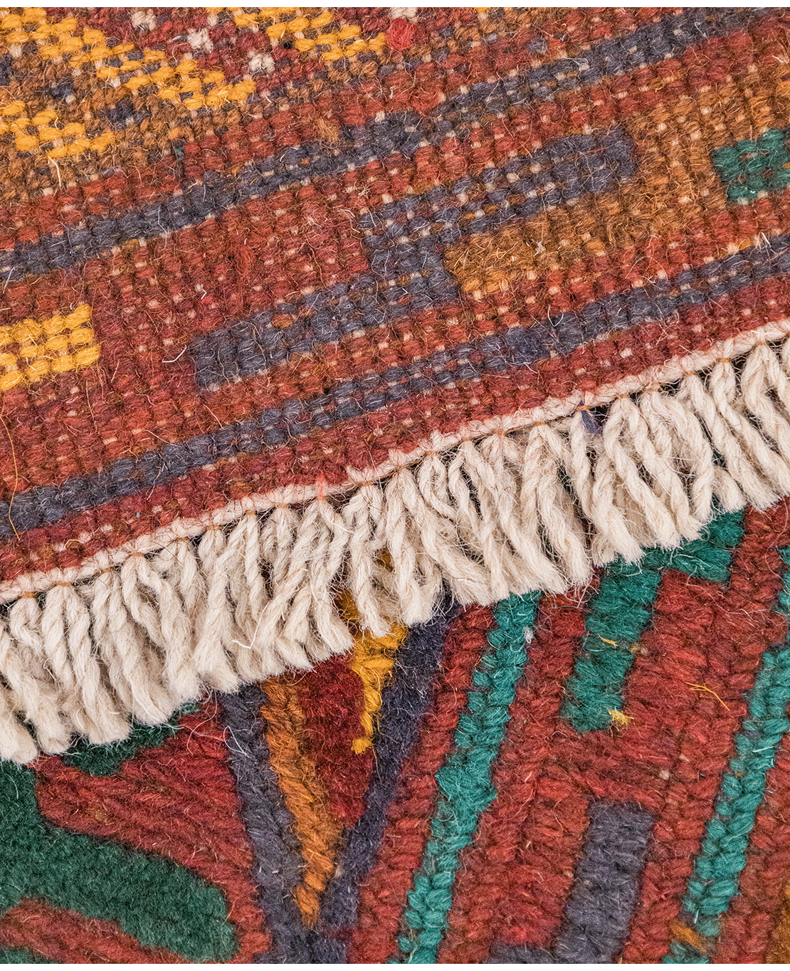 Afghan Nachoni handmade mixed-technique wool rug - Image 5