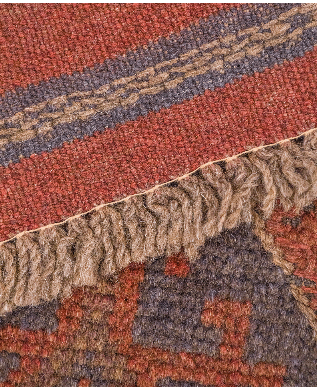 Afghan Nachoni handmade mixed-technique wool rug - Image 4