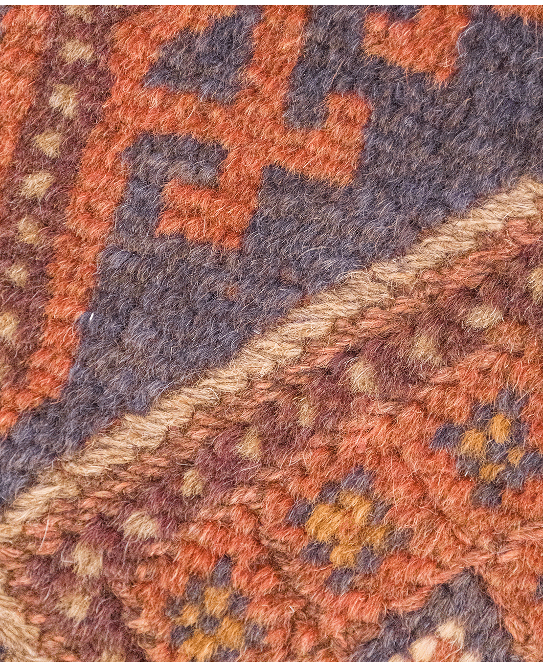 Afghan Nachoni handmade mixed-technique wool rug - Image 4