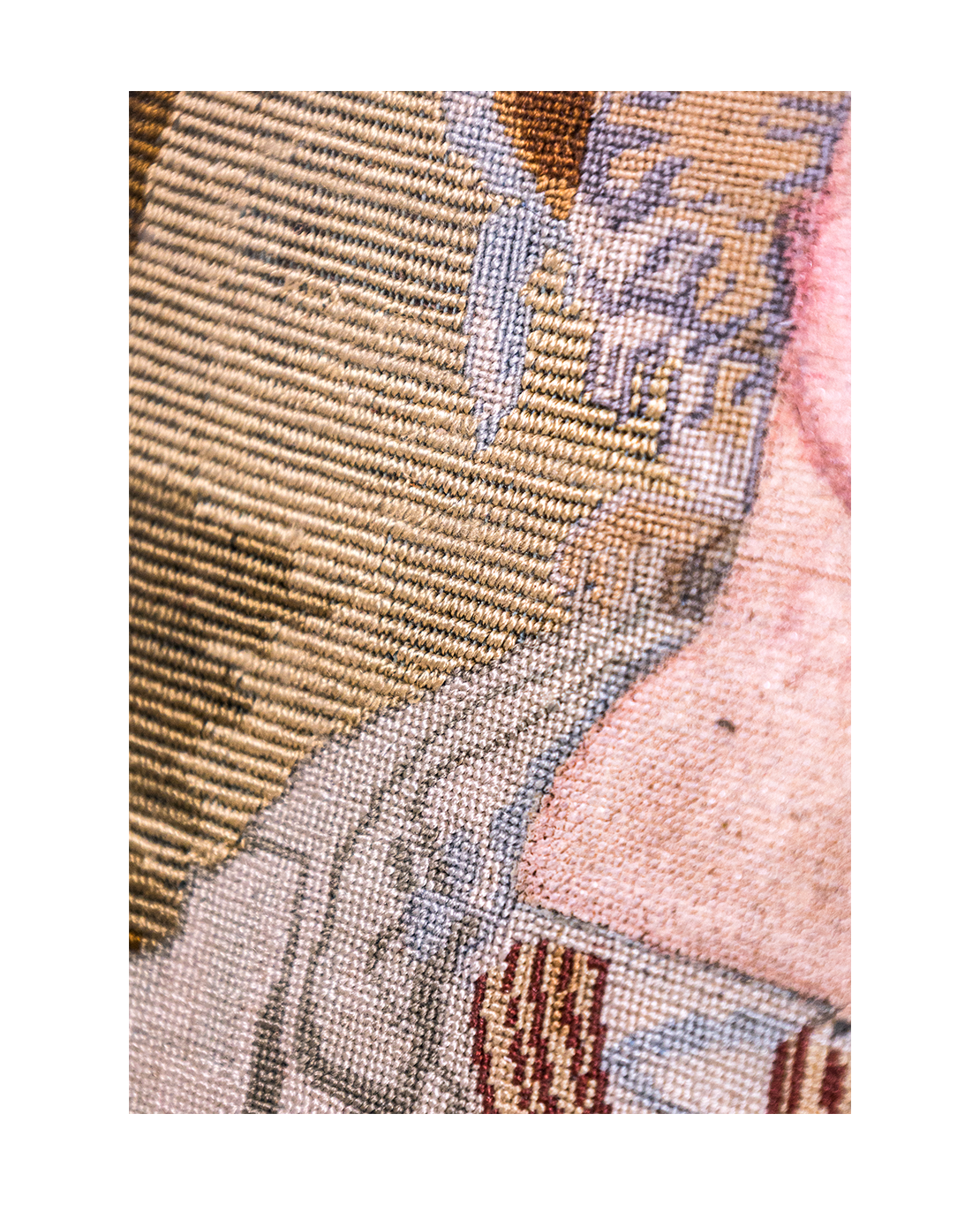 Antique Oval Tapestry – Rococo Lady with Roses - Image 3