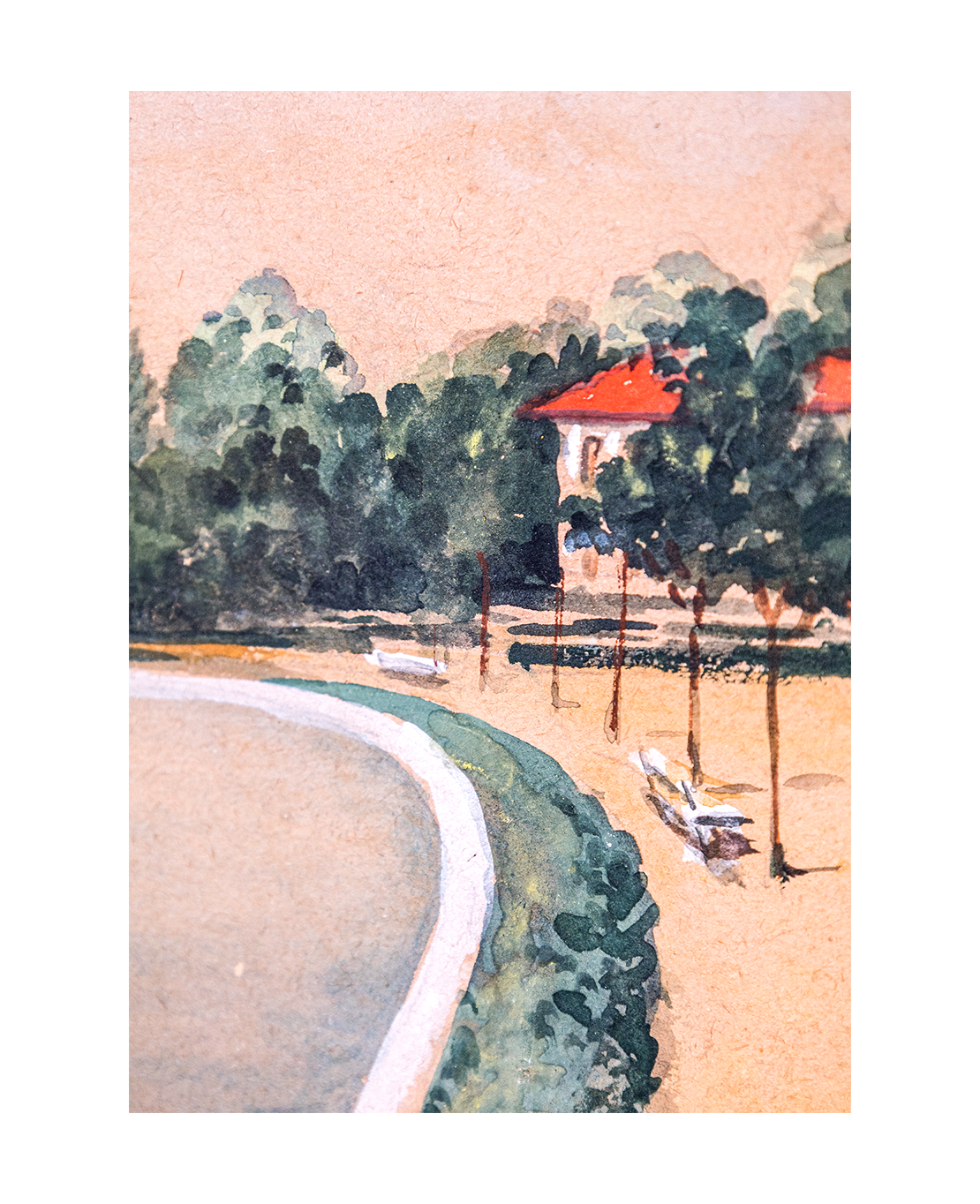 Lake Palić Shore – Monogrammed Vojvodina Landscape Painting in a Gold Frame - Image 3